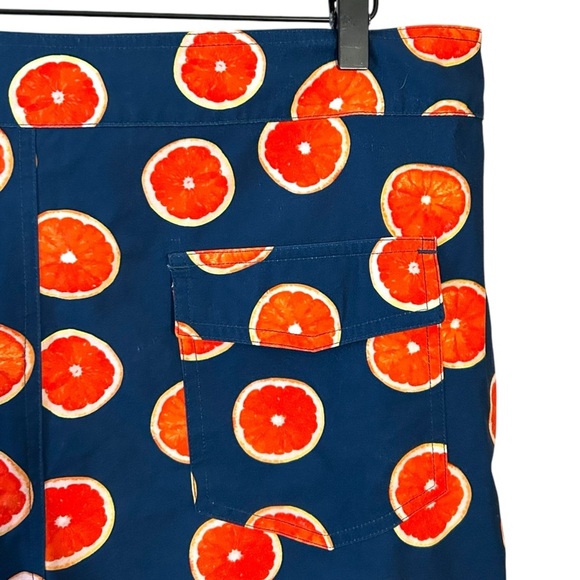 Kortni Jeane Men’s Size 36 Navy Blue Orange Boardie Board Swim Trunks Shorts - Picture 4 of 7